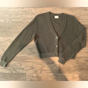 Wilfred by Aritzia Army Green Cropped Cardigan Sweater